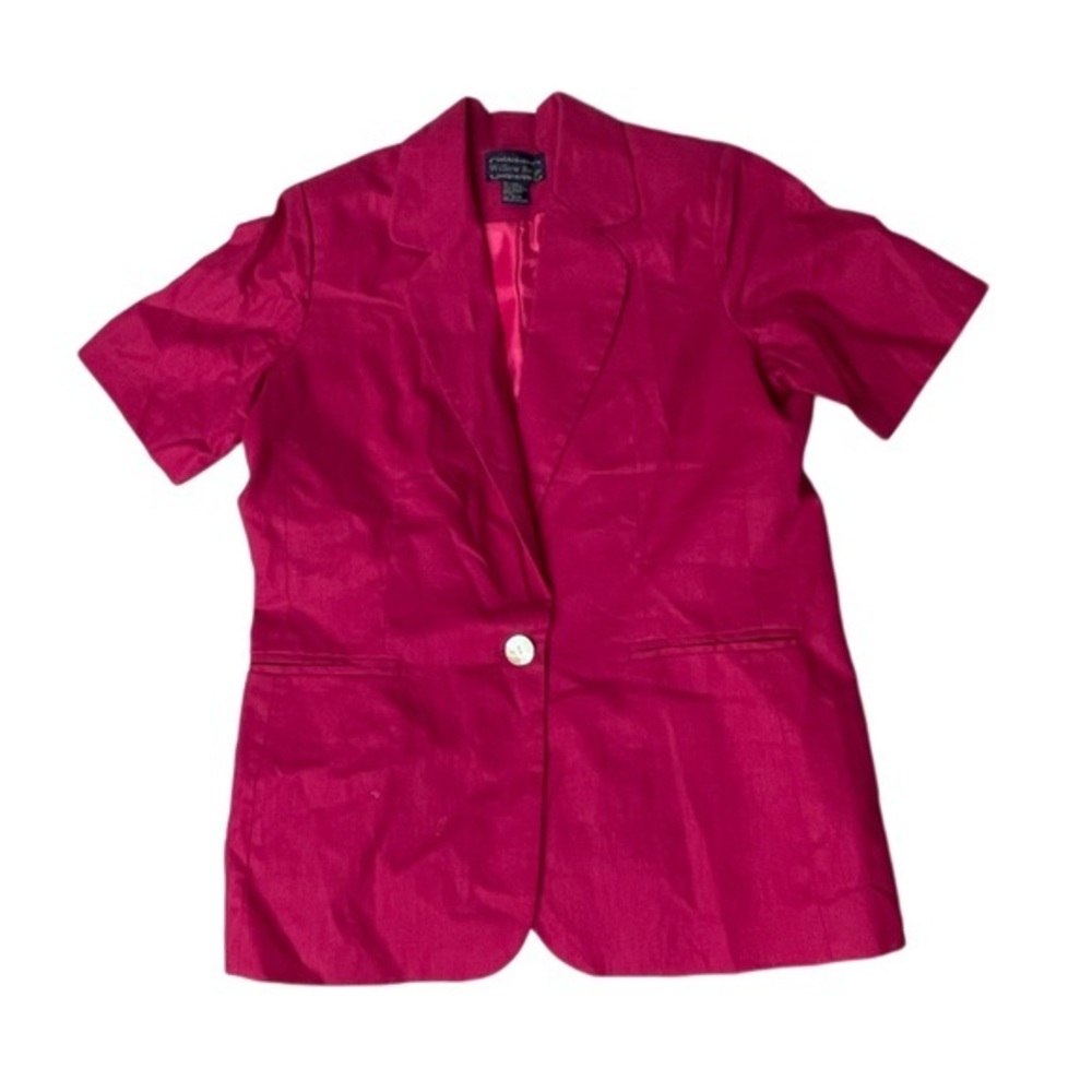Vintage Willow Ridge short sleeve on-button jacket bright pink womens size 12P